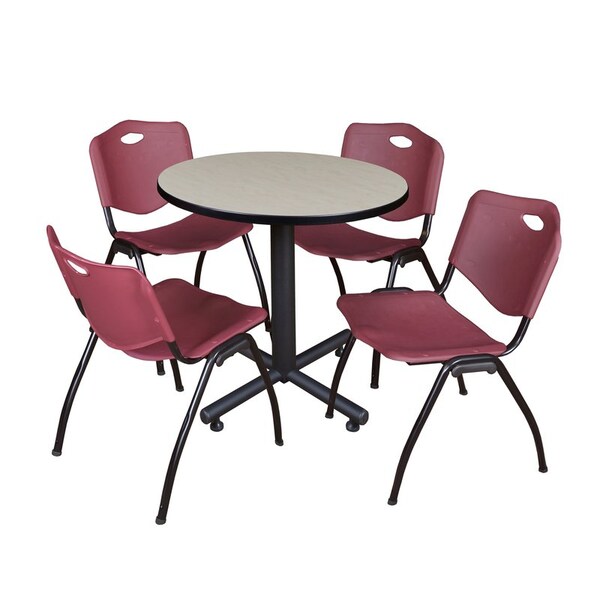 Kobe Kobe Round Table & Chair Set, Wood, Metal, Plastic Top, Maple TKB30RNDPL47BY - main